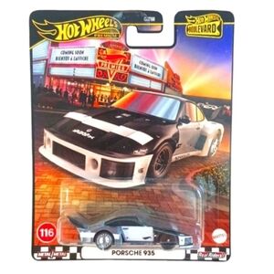 Hot WHeeLs Porsche 935 Die-Cast Car-Hot WHeeLs PREMIUM/BOULEVARD, 1:64,Blk MUL.